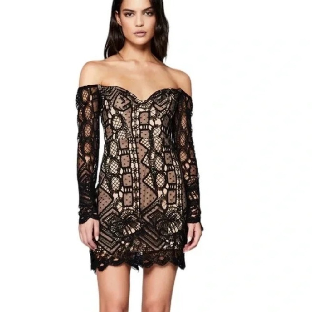 Bardot Zendaya Mini Lace Corset Mini Dress In Black Size XS NWT